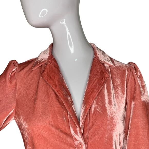 MINKPINK NWT Collared Mini Dress Long Sleeve Front Buttons Closure Blush Size M - Picture 6 of 13